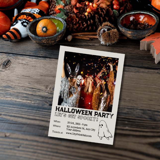 Trendy Minimalist Ghost Costume Halloween Party Invitation (Creator Uploaded)