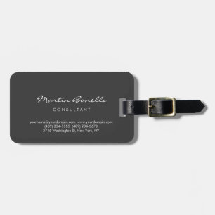Trendy Minimalist Grey Colour Business Card Luggage Tag