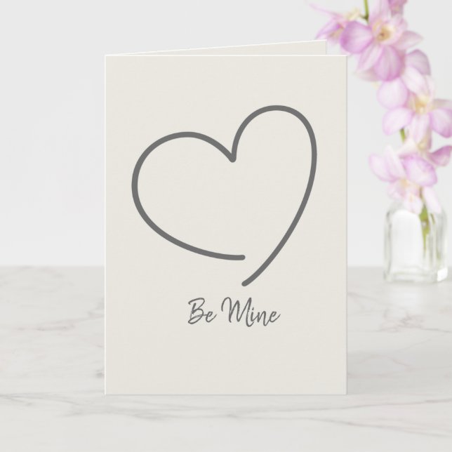 Trendy Minimalist Love Heart Modern Valentines Day Card (Orchid)