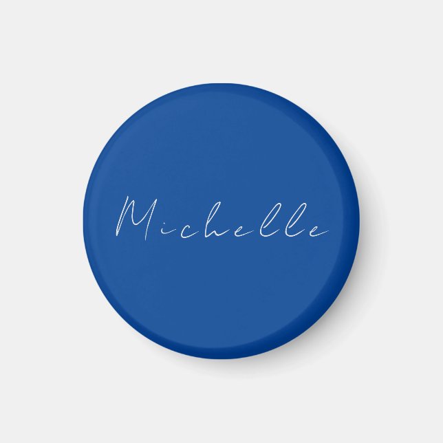 Trendy Minimalist Modern Handwritten Blue Magnet (Front)