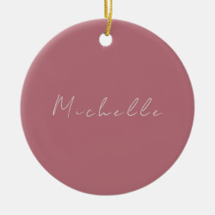 Trendy Minimalist Modern Handwritten Rose Gold Ceramic Ornament