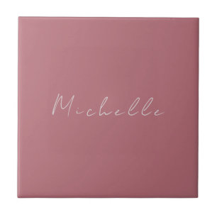Trendy Minimalist Modern Handwritten Rose Gold Ceramic Tile