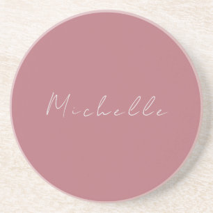 Trendy Minimalist Modern Handwritten Rose Gold Coaster