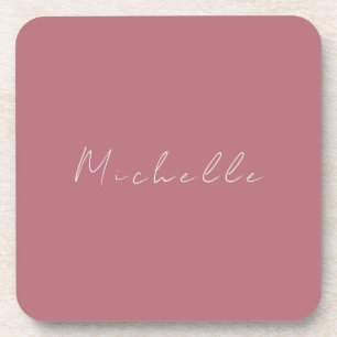 Trendy Minimalist Modern Handwritten Rose Gold Coaster