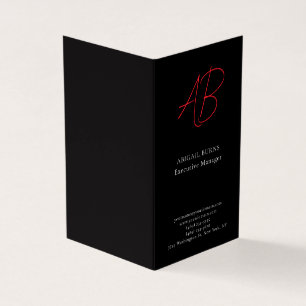 Trendy Minimalist Modern Monogrammed Plain Black Business Card