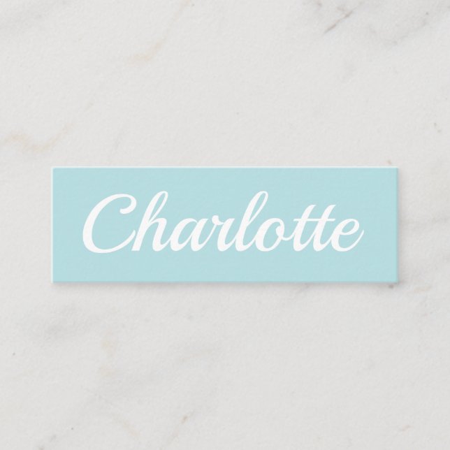 Trendy minimalist modern pastel blue mini business card (Front)