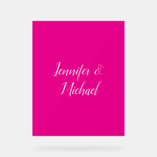 Trendy Minimalist Modern Plain Simple Hot Pink Acrylic Sign