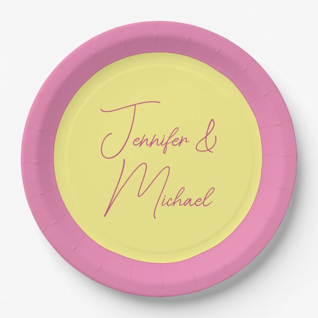 Trendy Minimalist Modern Plain Simple Pastel Colou Paper Plate (Front)