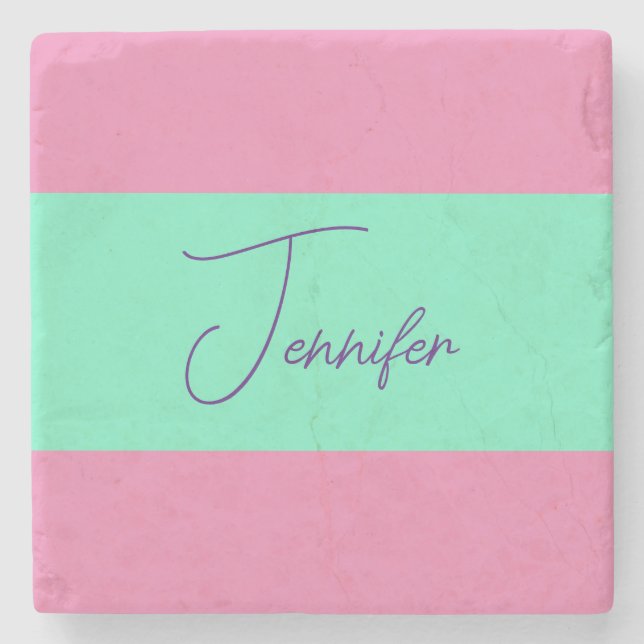 Trendy Minimalist Modern Plain Simple Pastel Colou Stone Coaster (Front)