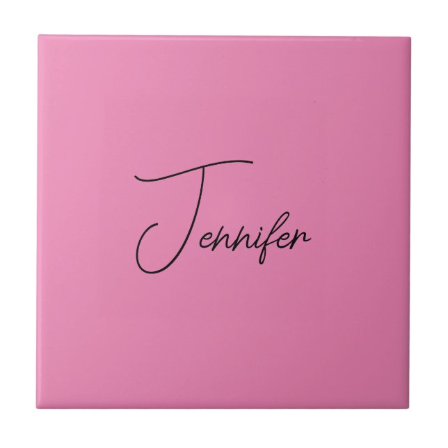Trendy Minimalist Modern Plain Simple Pink Colour Ceramic Tile (Front)