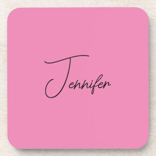 Trendy Minimalist Modern Plain Simple Pink Colour Coaster