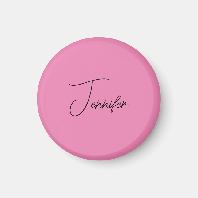 Trendy Minimalist Modern Plain Simple Pink Colour Magnet (Front)