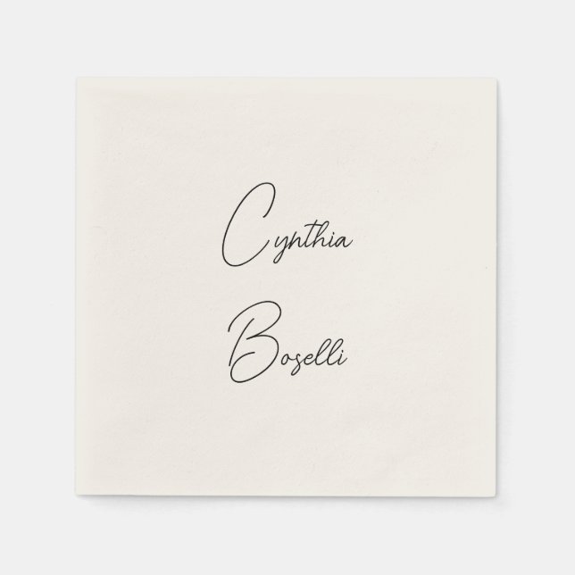 Trendy Minimalist Modern Plain Simple Template Napkin (Front)