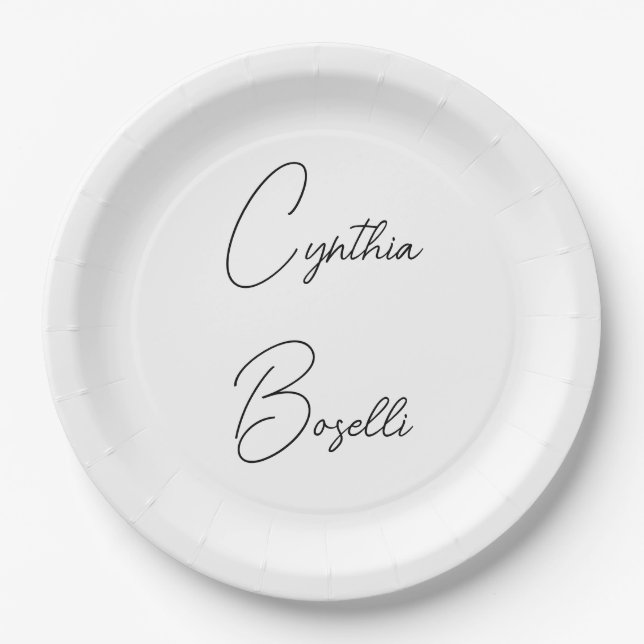 Trendy Minimalist Modern Plain Simple Template Paper Plate (Front)