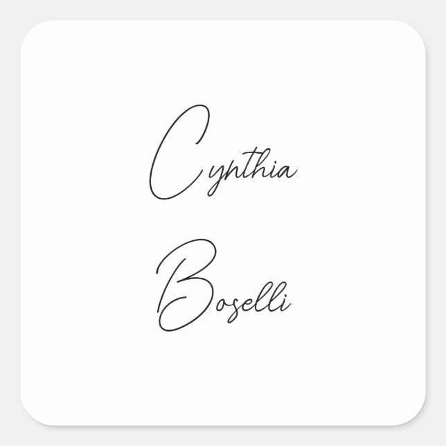 Trendy Minimalist Modern Plain Simple Template Square Sticker (Front)