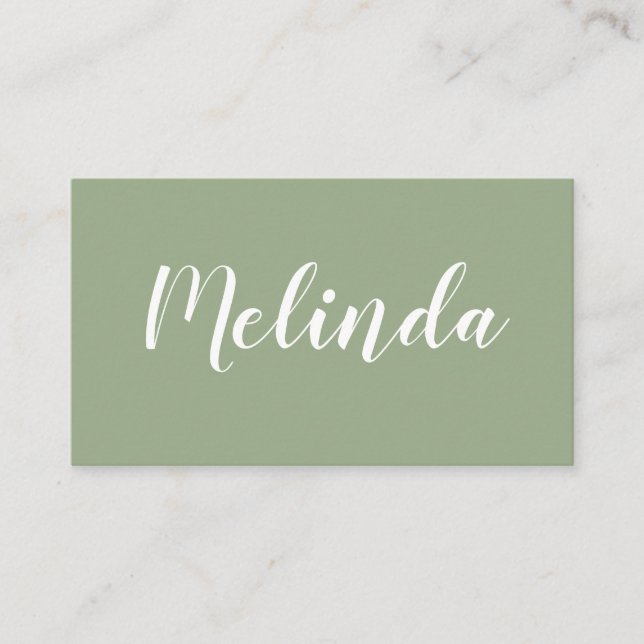 Trendy minimalist modern simple sage business card (Front)