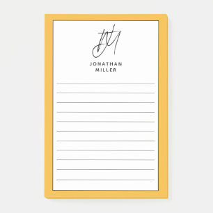 Trendy Minimalist Monogram Lined Post-it Notes