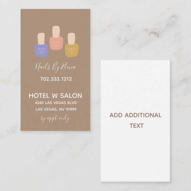 Trendy Minimalist Nail Salon Business Card (Front/Back)