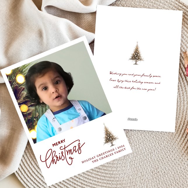 Trendy Minimalist one photo Christmas card (Creator Uploaded)