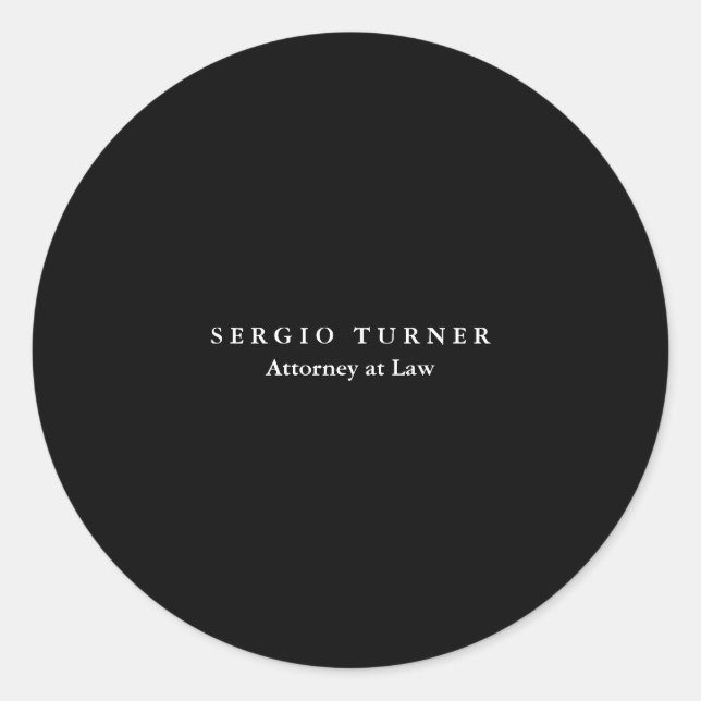Trendy Minimalist Professional Black Classic Round Sticker (Front)
