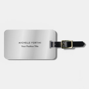 Trendy Minimalist Professional Modern Silver Grey Luggage Tag