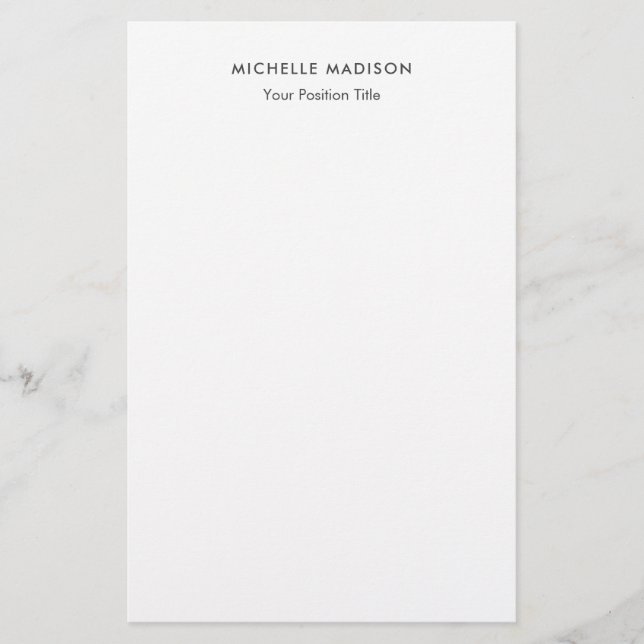 Trendy Minimalist Professional Plain Stationery (Front)
