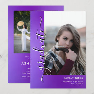 Trendy Minimalist Script Multi-Photo Graduate Anno Announcement