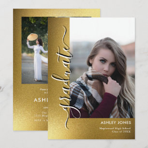 Trendy Minimalist Script Multi-Photo Graduate Anno Announcement