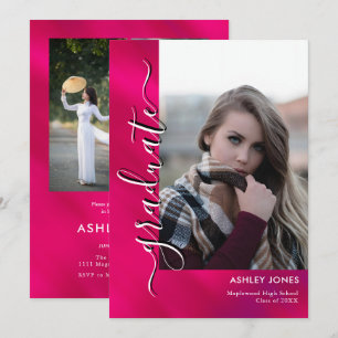 Trendy Minimalist Script Multi-Photo Graduate Announcement