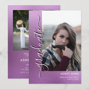 Trendy Minimalist Script Multi-Photo Graduate Announcement