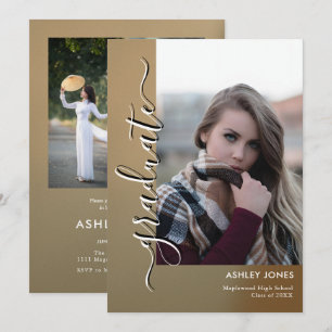 Trendy Minimalist Script Multi-Photo Graduate Announcement