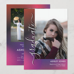 Trendy Minimalist Script Multi-Photo Graduate Announcement