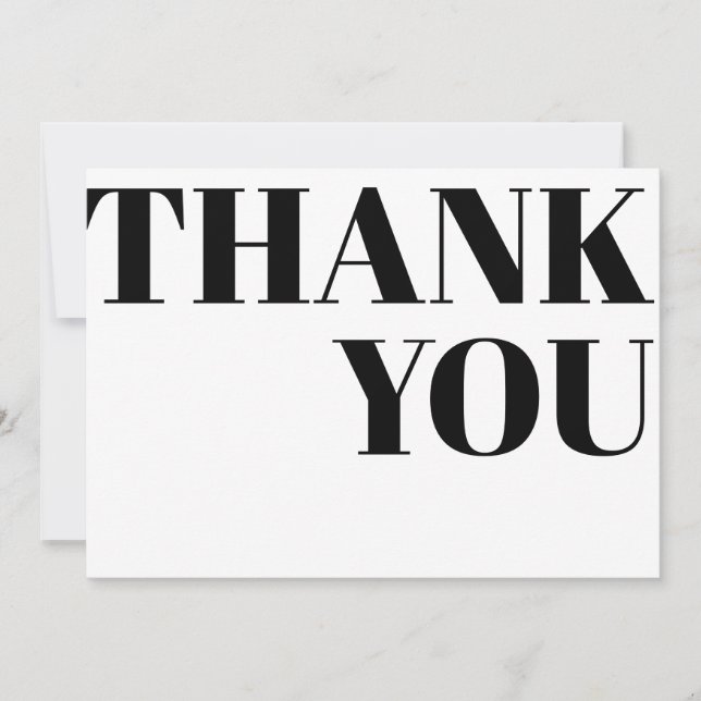 Trendy Minimalist Typographic Thank You Card (Front)