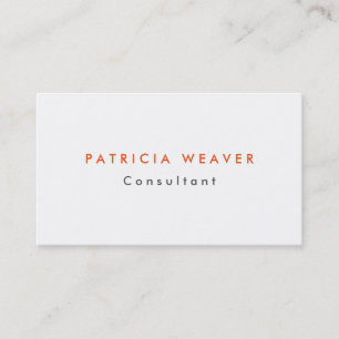 Trendy Minimalist White Orange Professional Business Card