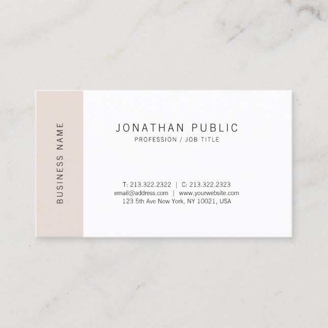 Trendy Minimalistic Elegant Simple Modern Plain Business Card (Front)