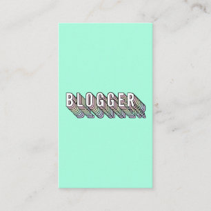 Trendy mint green 3d typography blogger minimal business card
