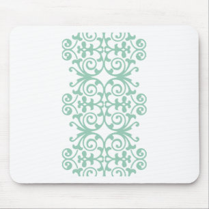 Trendy Mint Green Damask Pattern Mouse Pad