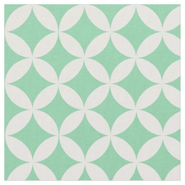 Trendy Mint Green Diamond Lattice Pattern Fabric (Close Up)