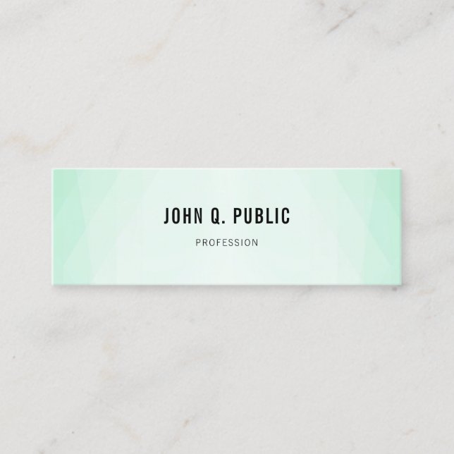 Trendy Mint Green Modern Minimalist Template Mini Business Card (Front)