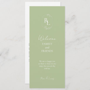 Trendy Mint Green Monogrammed Initials Wedding Program