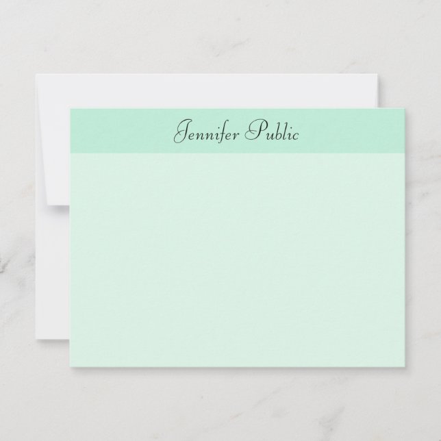 Trendy Mint Green Template Hand Script Name Text (Front)