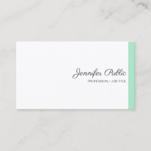 Trendy Mint Green White Modern Calligraphy Script Business Card
