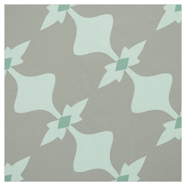 Trendy Mint Grey Retro Pattern Fabric (Swatch)