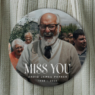 Trendy Miss You' Memorial Photo 10 Cm Round Badge