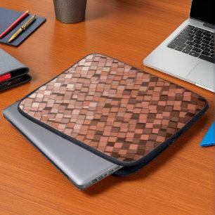 Trendy Mocha Mousse 3D Cube Pattern Laptop Sleeve
