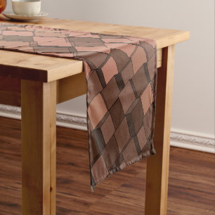 Trendy Mocha Mousse 3D Cube Pattern Table Runner