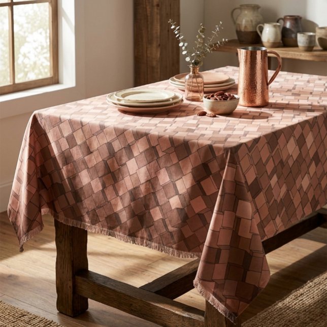 Trendy Mocha Mousse 3D Cube Pattern Tablecloth (Creator Uploaded)