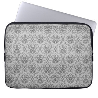 Trendy & Mod Black Grey Damask Laptop Sleeve