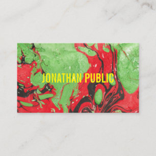 Trendy Modern Abstract Art Elegant Red Green Business Card