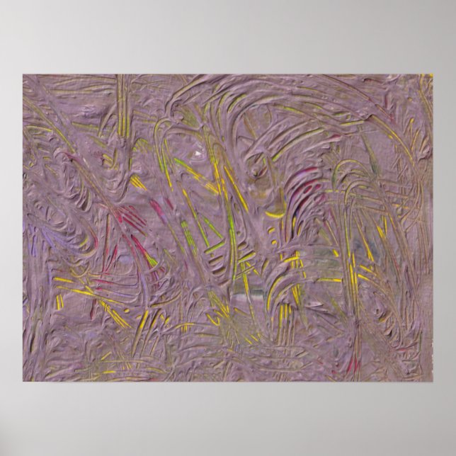 Trendy Modern Abstract Art Pink Yellow Green Poster (Front)